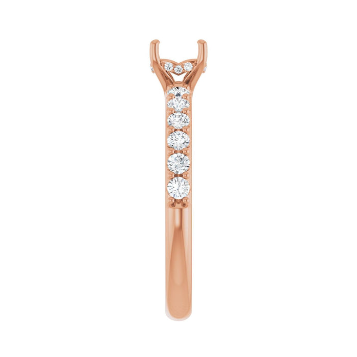 14K Rose Gold 5x5 mm Cushion 3/8 CTW Lab-Grown Diamond Semi-Set Engagement Ring