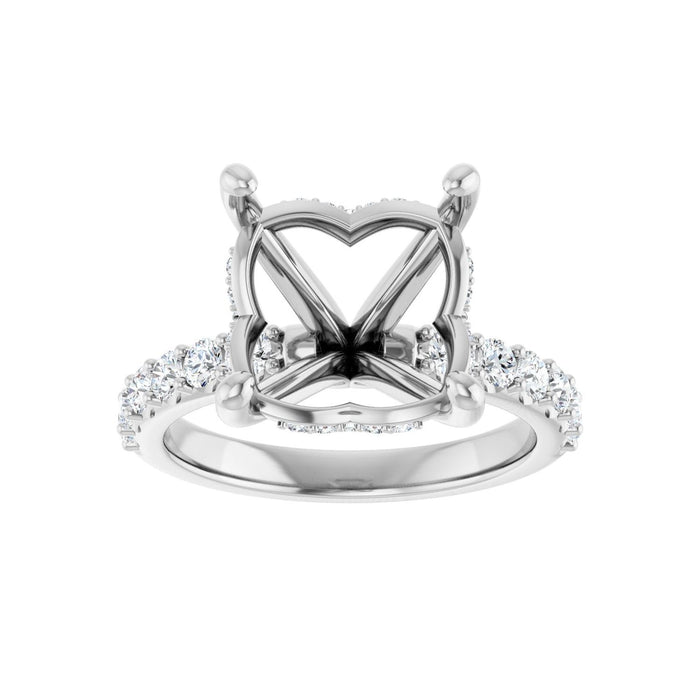 Platinum 11x 11 mm Cushion 5/8 CTW Lab-Grown Diamond Semi-Set Engagement Ring
