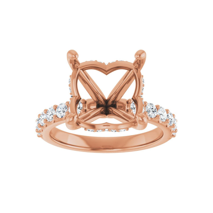 14K Rose Gold 11x 11 mm Cushion 5/8 CTW Lab-Grown Diamond Semi-Set Engagement Ring