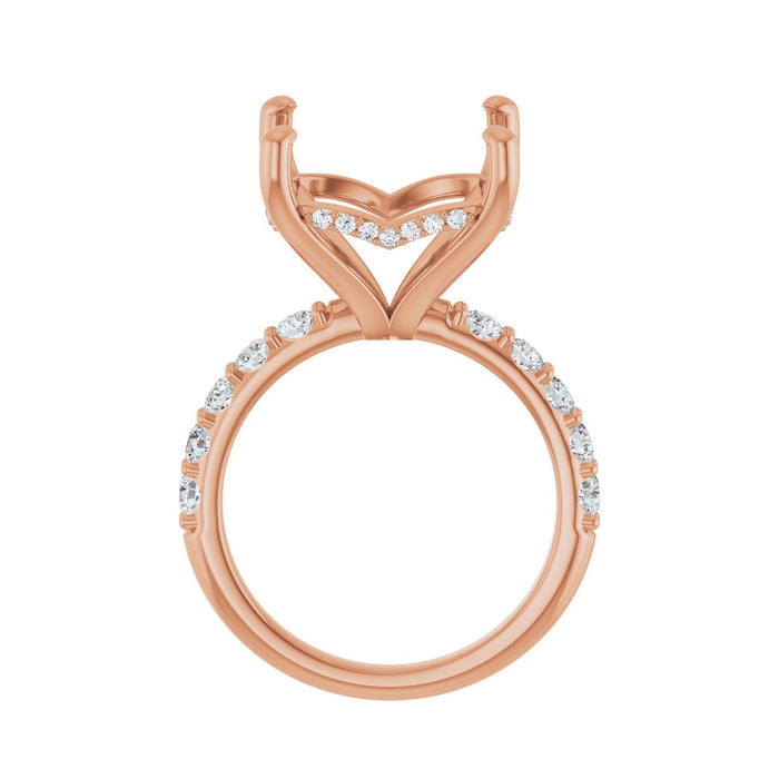 14K Rose Gold 14x 14 mm Cushion 3/4 CTW Lab-Grown Diamond Semi-Set Engagement Ring