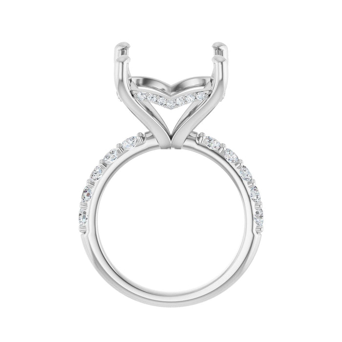 14K White Gold 14x 14 mm Cushion 3/4 CTW Lab-Grown Diamond Semi-Set Engagement Ring
