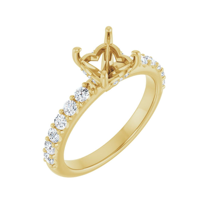 14K Yellow Gold 6x 6 mm Asscher 1/2 CTW Lab-Grown Diamond Semi-Set Engagement Ring