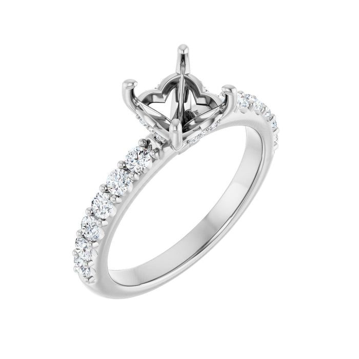 Platinum 6x 6 mm Asscher 1/2 CTW Lab-Grown Diamond Semi-Set Engagement Ring