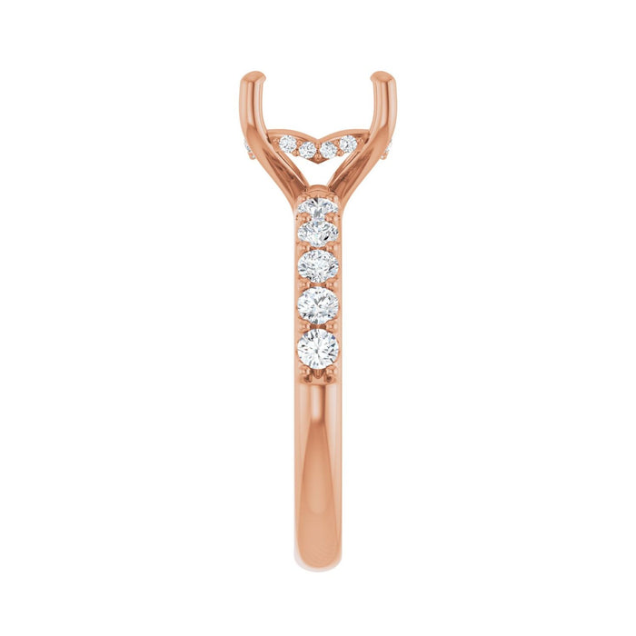 14K Rose Gold 8x 8 mm Asscher 1/2 CTW Lab-Grown Diamond Semi-Set Engagement Ring