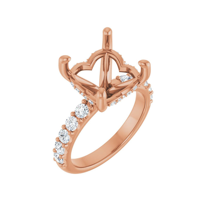 14K Rose Gold 10x 10 mm Asscher 3/4 CTW Lab-Grown Diamond Semi-Set Engagement Ring