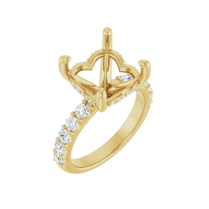 14K Yellow Gold 10x 10 mm Asscher 3/4 CTW Lab-Grown Diamond Semi-Set Engagement Ring