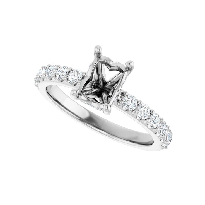 Platinum 7x5 mm Emerald 1/2 CTW Lab-Grown Diamond Semi-Set Engagement Ring