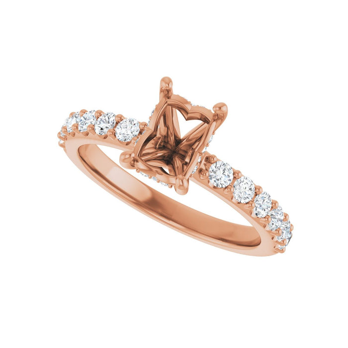 14K Rose Gold 7x5 mm Emerald 1/2 CTW Lab-Grown Diamond Semi-Set Engagement Ring