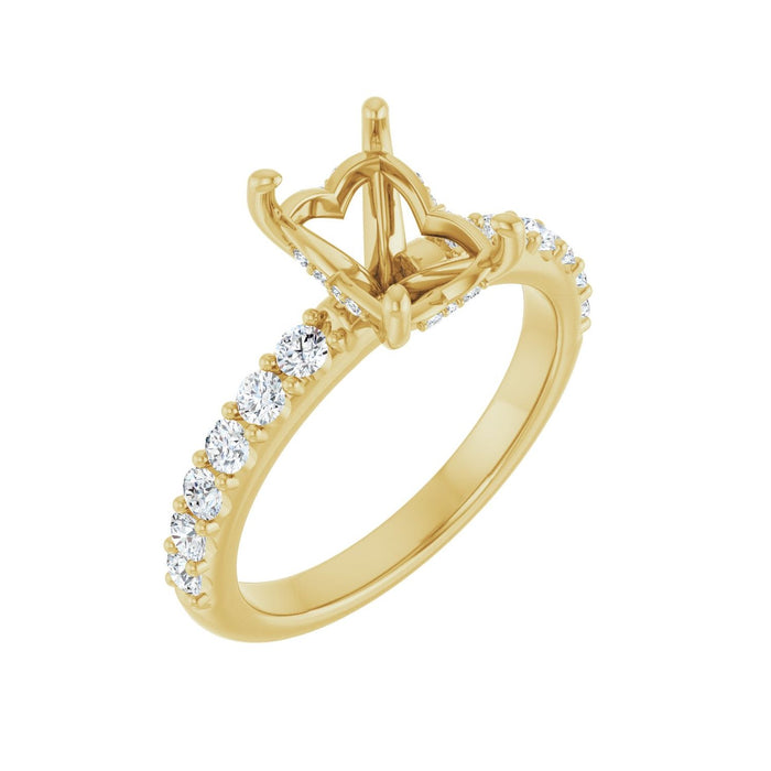 14K Yellow Gold 8x6 mm Emerald 1/2 CTW Lab-Grown Diamond Semi-Set Engagement Ring