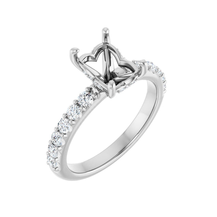 Platinum 8x6 mm Emerald 1/2 CTW Lab-Grown Diamond Semi-Set Engagement Ring