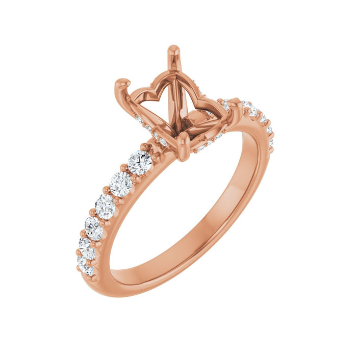 14K Rose Gold 8x6 mm Emerald 1/2 CTW Lab-Grown Diamond Semi-Set Engagement Ring