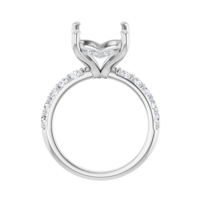 Platinum 12x10 mm Emerald 5/8 CTW Lab-Grown Diamond Semi-Set Engagement Ring