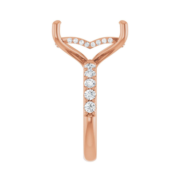 14K Rose Gold 15x11 mm Emerald 3/4 CTW Lab-Grown Diamond Semi-Set Engagement Ring