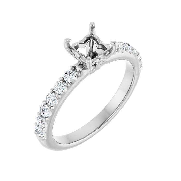 Platinum 4.5x 4.5 mm Square 3/8 CTW Lab-Grown Diamond Semi-Set Engagement Ring