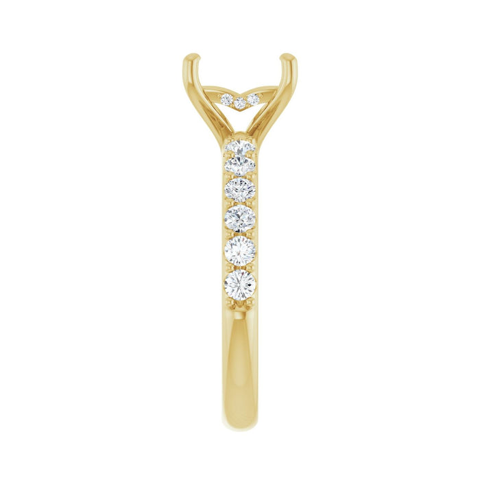 14K Yellow Gold 6.5x 6.5 mm Square 1/2 CTW Lab-Grown Diamond Semi-Set Engagement Ring