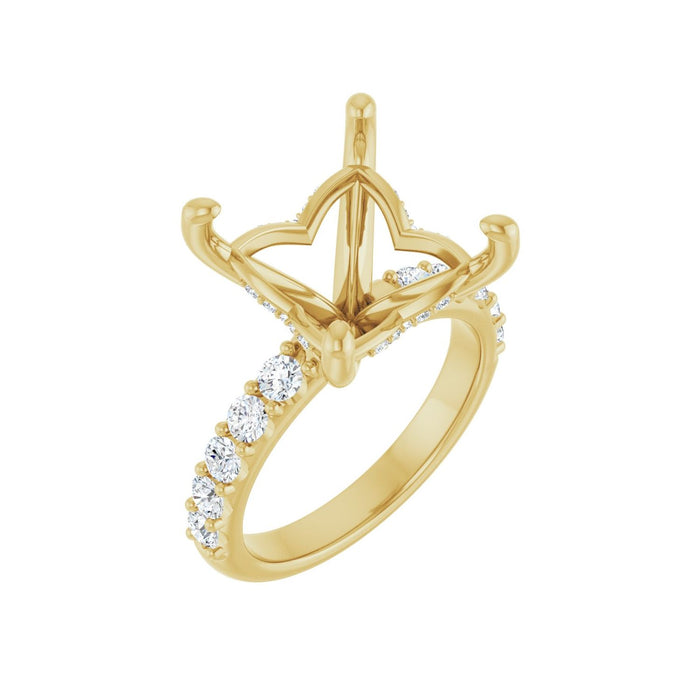 14K Yellow Gold 10x 10 mm Square 3/4 CTW Lab-Grown Diamond Semi-Set Engagement Ring
