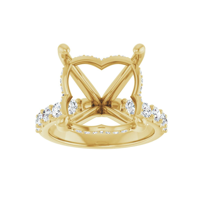 14K Yellow Gold 13x 13 mm Cushion 5/8 CTW Lab-Grown Diamond Semi-Set Engagement Ring
