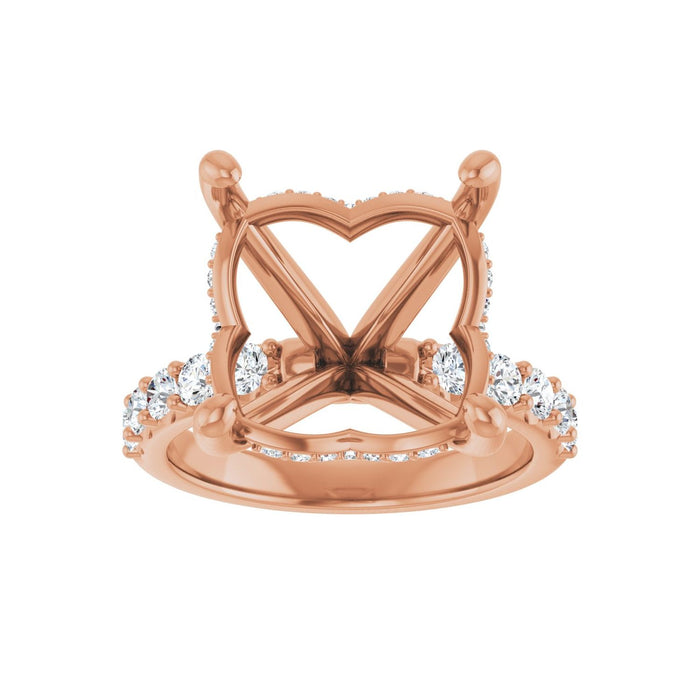 14K Rose Gold 13x 13 mm Cushion 5/8 CTW Lab-Grown Diamond Semi-Set Engagement Ring