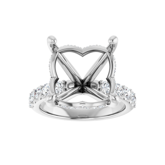 14K White Gold 13x 13 mm Cushion 5/8 CTW Lab-Grown Diamond Semi-Set Engagement Ring