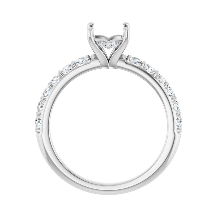 14K White Gold 5x 5 mm Square 1/2 CTW Lab-Grown Diamond Semi-Set Engagement Ring