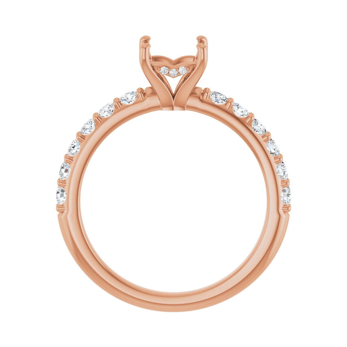 14K Rose Gold 5x 5 mm Square 1/2 CTW Lab-Grown Diamond Semi-Set Engagement Ring