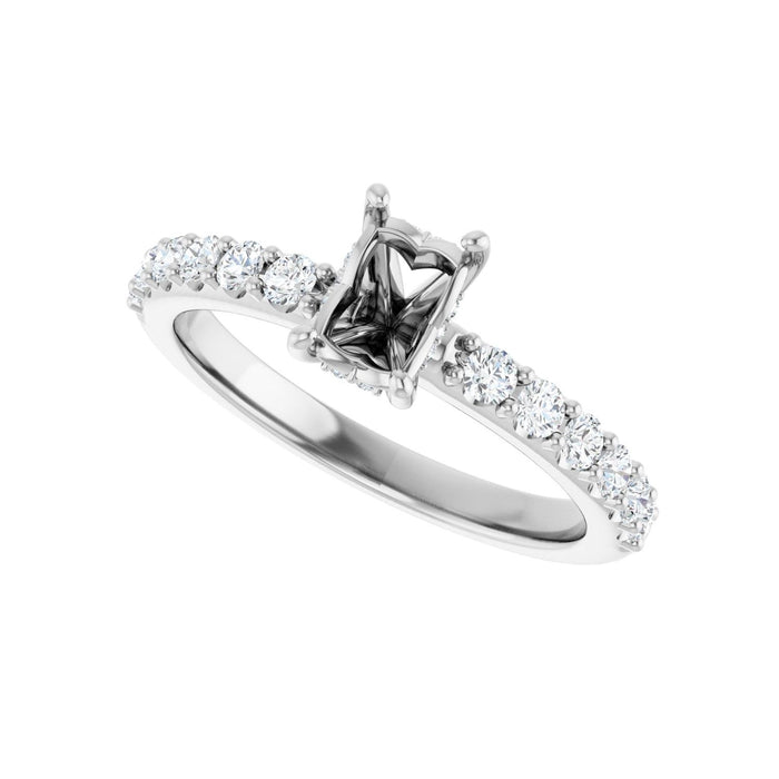 14K White Gold 6x4 mm Emerald 3/8 CTW Lab-Grown Diamond Semi-Set Engagement Ring