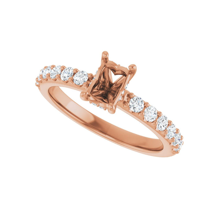 14K Rose Gold 6x4 mm Emerald 3/8 CTW Lab-Grown Diamond Semi-Set Engagement Ring