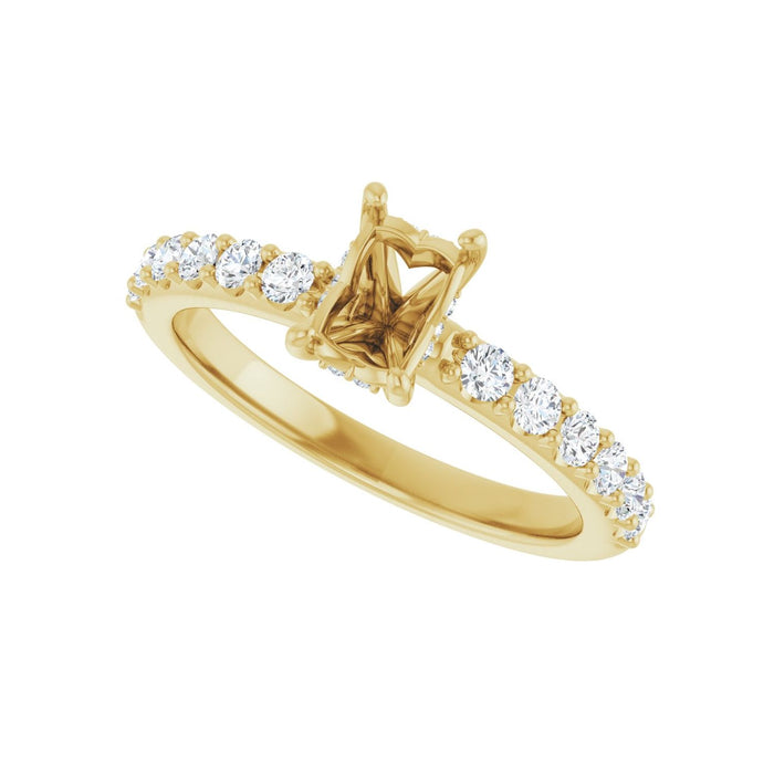 14K Yellow Gold 6x4 mm Emerald 3/8 CTW Lab-Grown Diamond Semi-Set Engagement Ring