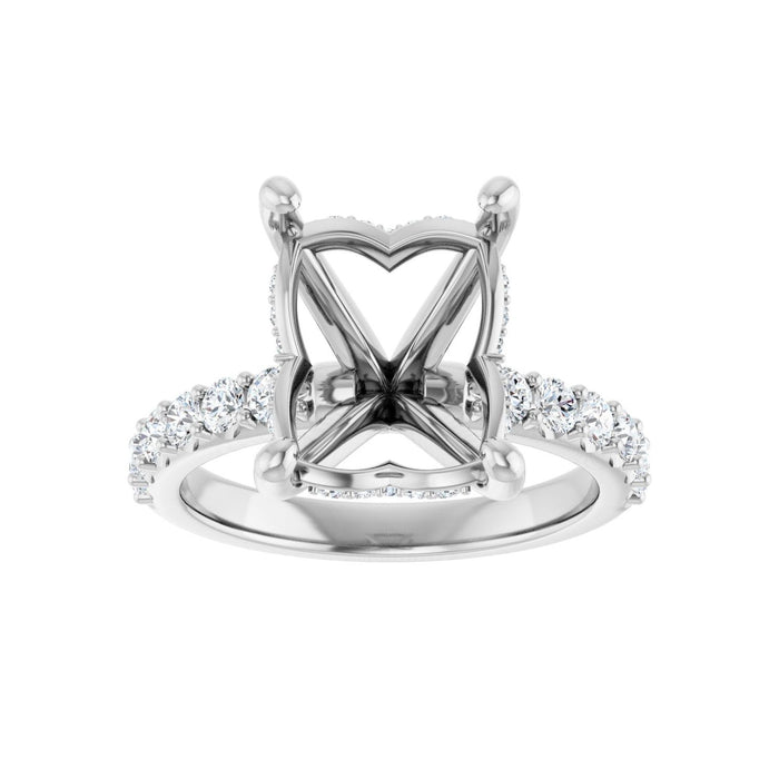 Platinum 11x9 mm Emerald 5/8 CTW Lab-Grown Diamond Semi-Set Engagement Ring