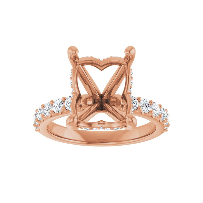 14K Rose Gold 11x9 mm Emerald 5/8 CTW Lab-Grown Diamond Semi-Set Engagement Ring