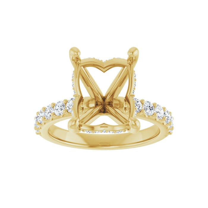 14K Yellow Gold 11x9 mm Emerald 5/8 CTW Lab-Grown Diamond Semi-Set Engagement Ring