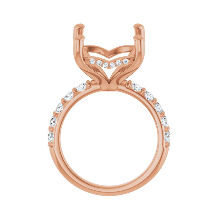 14K Rose Gold 16x12 mm Emerald 3/4 CTW Lab-Grown Diamond Semi-Set Engagement Ring