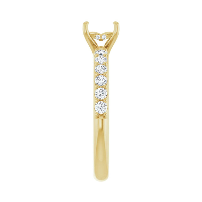14K Yellow Gold 4.5x 4.5 mm Square 3/8 CTW Lab-Grown Diamond Semi-Set Engagement Ring