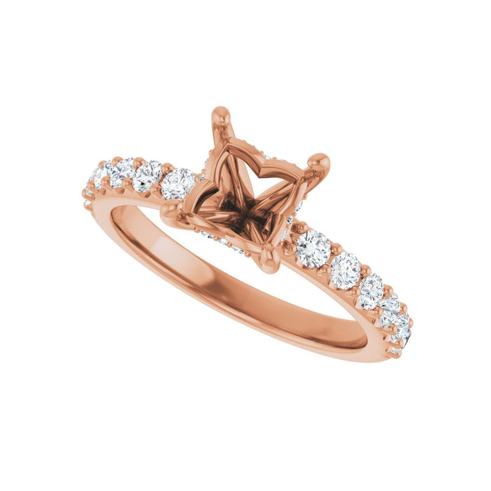 14K Rose Gold 5.5x 5.5 mm Square 1/2 CTW Lab-Grown Diamond Semi-Set Engagement Ring