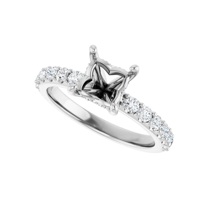 14K White Gold 5.5x 5.5 mm Square 1/2 CTW Lab-Grown Diamond Semi-Set Engagement Ring