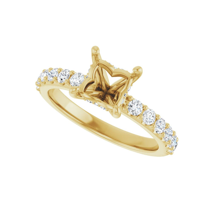 14K Yellow Gold 5.5x 5.5 mm Square 1/2 CTW Lab-Grown Diamond Semi-Set Engagement Ring