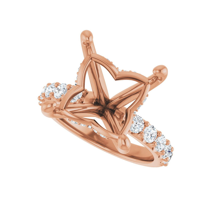14K Rose Gold 10x 10 mm Square 3/4 CTW Lab-Grown Diamond Semi-Set Engagement Ring