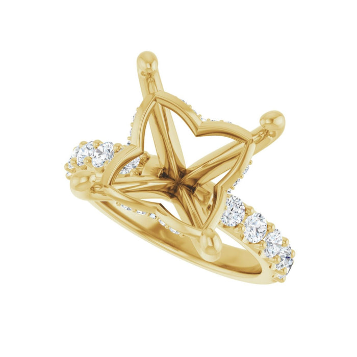 14K Yellow Gold 10x 10 mm Square 3/4 CTW Lab-Grown Diamond Semi-Set Engagement Ring