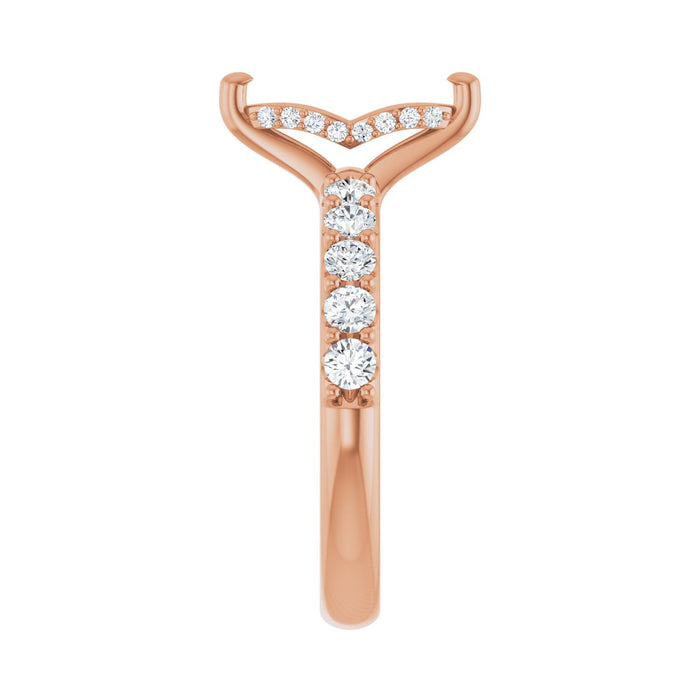 14K Rose Gold 10x 5 mm Marquise 5/8 CTW Lab-Grown Diamond Semi-Set Engagement Ring