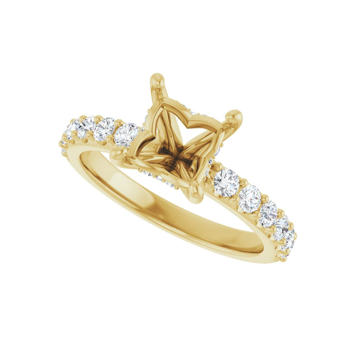 14K Yellow Gold 6x 6 mm Square 1/2 CTW Lab-Grown Diamond Semi-Set Engagement Ring