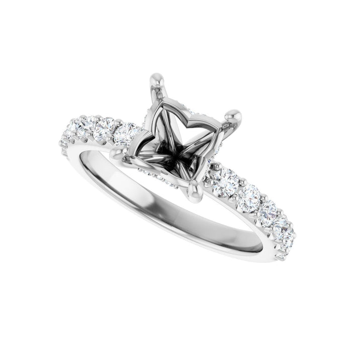 14K White Gold 6x 6 mm Square 1/2 CTW Lab-Grown Diamond Semi-Set Engagement Ring