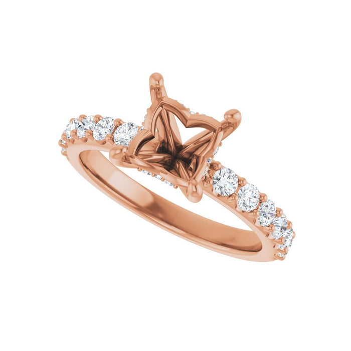 14K Rose Gold 6x 6 mm Square 1/2 CTW Lab-Grown Diamond Semi-Set Engagement Ring
