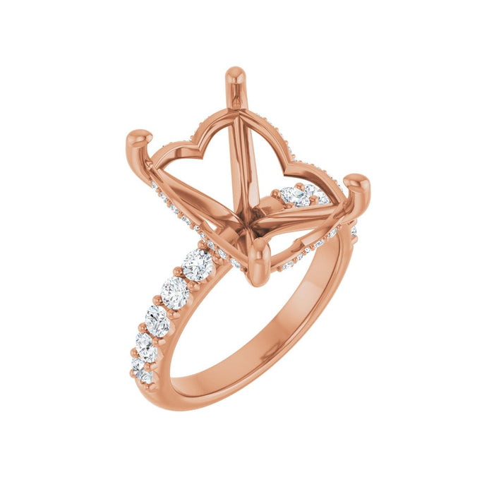 14K Rose Gold 14x10 mm Emerald 5/8 CTW Lab-Grown Diamond Semi-Set Engagement Ring