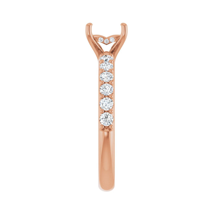 14K Rose Gold 5x 5 mm Square 1/2 CTW Lab-Grown Diamond Semi-Set Engagement Ring