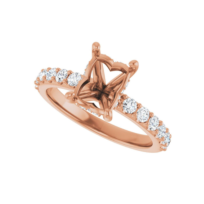 14K Rose Gold 8x6 mm Emerald 1/2 CTW Lab-Grown Diamond Semi-Set Engagement Ring