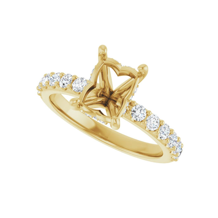 14K Yellow Gold 8x6 mm Emerald 1/2 CTW Lab-Grown Diamond Semi-Set Engagement Ring