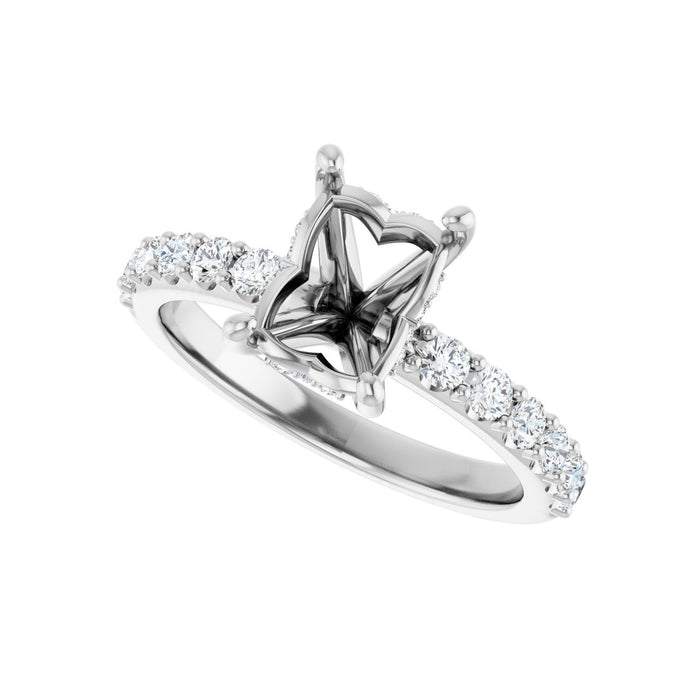 14K White Gold 8x6 mm Emerald 1/2 CTW Lab-Grown Diamond Semi-Set Engagement Ring
