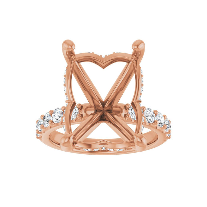 14K Rose Gold 15x11 mm Emerald 3/4 CTW Lab-Grown Diamond Semi-Set Engagement Ring