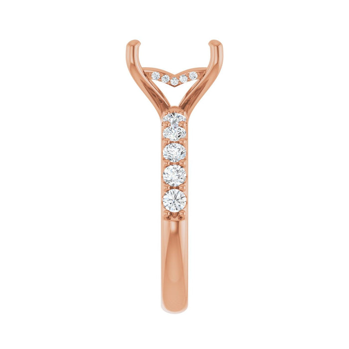 14K Rose Gold 8x 8 mm Square 5/8 CTW Lab-Grown Diamond Semi-Set Engagement Ring