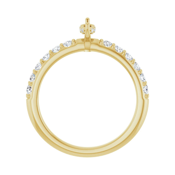 14K Yellow Gold 6x 3.5 mm Marquise 3/8 CTW Lab-Grown Diamond Semi-Set Engagement Ring